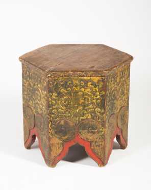 Early Tibetan Gold Hexagonal Table