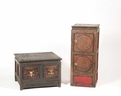 Two Early Tibetan Decorated Cabinets