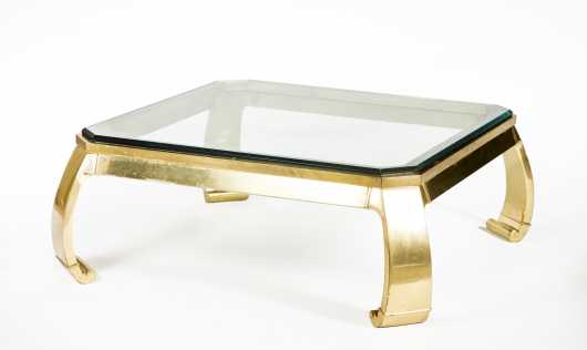 Karl Springer Hollywood Regency Brass and Glass Coffee Table *AVAILABLE FOR REASONABLE OFFERS*