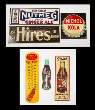 Lot of Six Soda Country Store Tin Advertising Signs