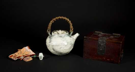 Japanese Meiji Box and Pottery Teapot