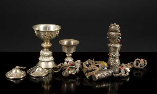 Lot of Tibetan Silver Seals and Accessories