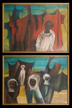 William Drew (Australia, 1928-1983), Pair of Paintings, North Africa, 1965.