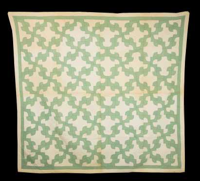 "Turkey Trot" Green and White Quilt