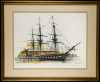 USS Constitution, Boston Harbor Scene, T. Lynch Original Drawing