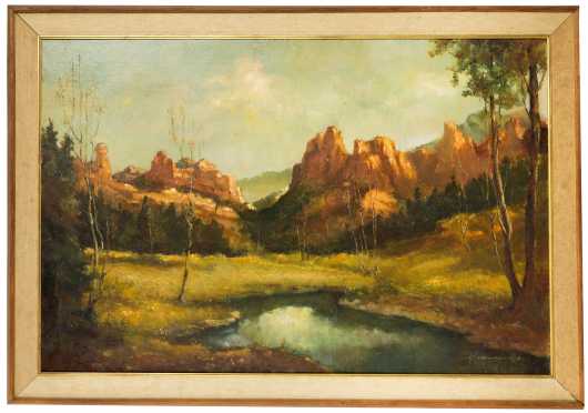 Large Western/Southwestern Landscape, Oil on Canvas, Signed