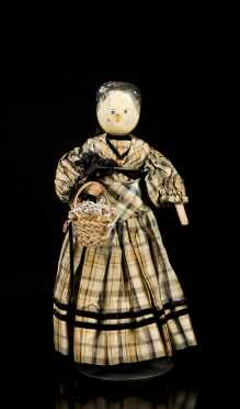 Primitive Carved and Painted Wooden Doll