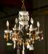 Crystal and Brass Six Arm Chandelier