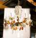 Crystal and Brass Six Arm Chandelier