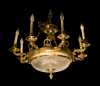 Cut Crystal and Brass Chandelier with Eight Lights