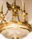 Cut Crystal and Brass Chandelier with Eight Lights