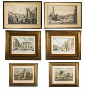 Lot of Six Continental Colored Prints, 19th/20thC