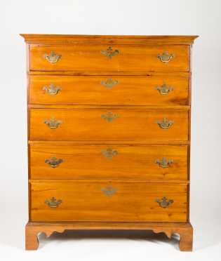 New Hampshire Chippendale Five Drawer Tall Chest