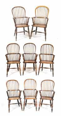 An Assembled Set of Eight English Windsor Arm Chairs *AVAILABLE FOR REASONABLE OFFERS*