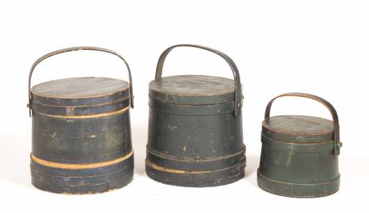 Three Lapped Painted Firkins