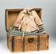 Doll's Paper Covered Trunk with Cardboard Tray and Fifteen Items of Clothing