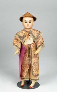 14" Tinted German Bisque Socket Head Doll with Asian Features