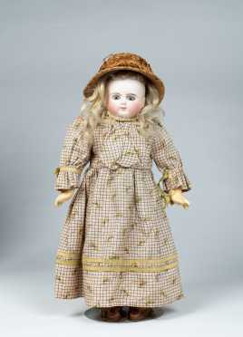 14" Tall 7 5/8" H.C. French Bisque Socket Head Doll