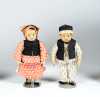 Pair of 10 1/2" Tall Cloth Chinese Dolls