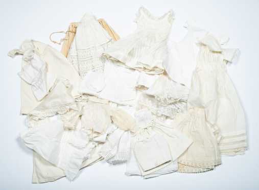Twenty Pieces of Doll's White Undergarments and Clothing