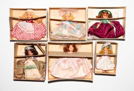Lot of Six Nancy Ann Story Book Dolls