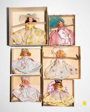 Lot of Six Nancy Ann Story Book Dolls