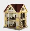 Two Story German Red Roof Doll House with Attic