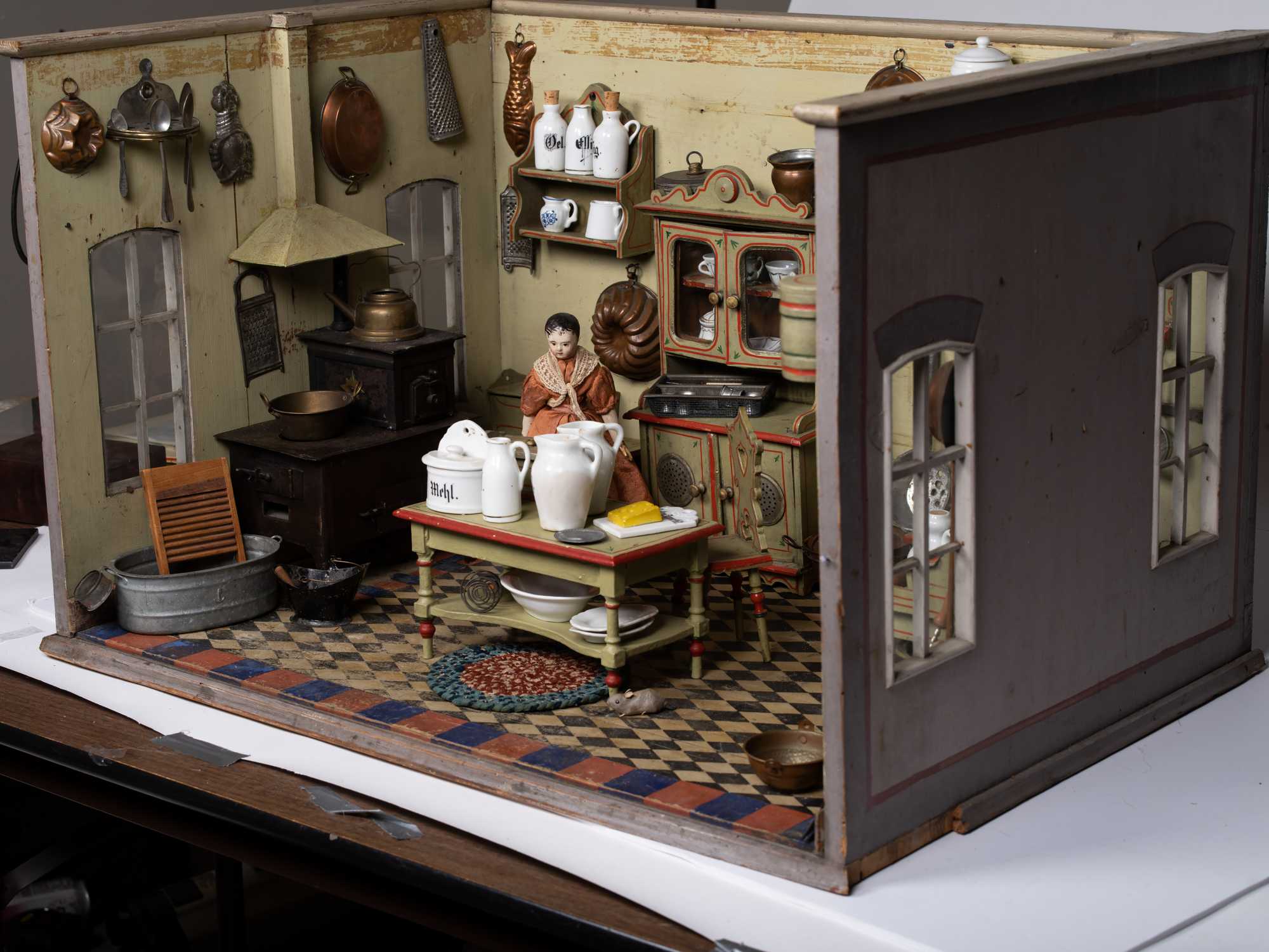Antique German HERB CHOPPER Kitchen Large Dollhouse Miniature