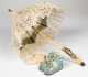 16" Doll's Lace Parasol with Green Silk Lining