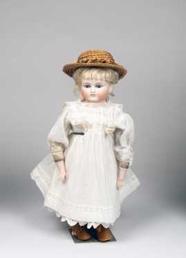 17" German Turned Bisque Shoulder Head Unmarked Doll