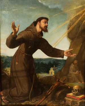Italian School, 18/19th century, oil on canvas of St. Frances of Assisi