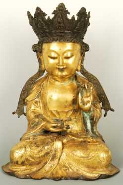 Gilded Chinese Bronze Seated Buddha