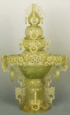 Chinese Carved Jade Vessel in 2 parts