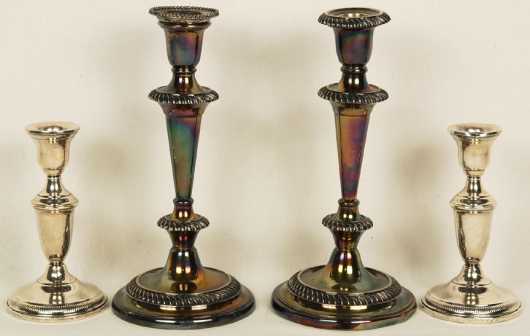 Pair of Candlesticks, Sheffield gadrooned decoration