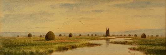 Frank Thurlo, watercolor of Plum Island River and Marshes