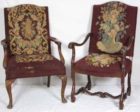 Two Lolling Style Arm Chairs