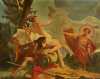 Primitive Oil on Canvas Painting of Apollo and Daphne