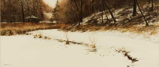 Susan Peterson, watercolor on paper, "Snowy Scene"