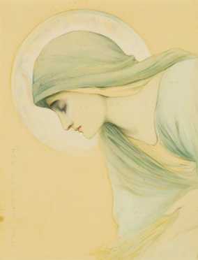 Watercolor on Paper of a "Holy Woman,"