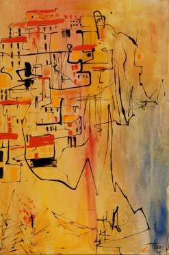 Theo, abstract painting of a city