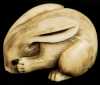 Carved Ivory Rabbit Netsuke, signed