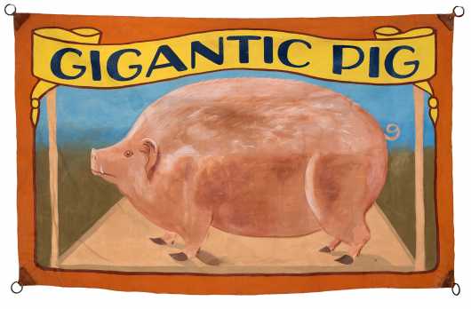 Circus Banner Depicting a Pig