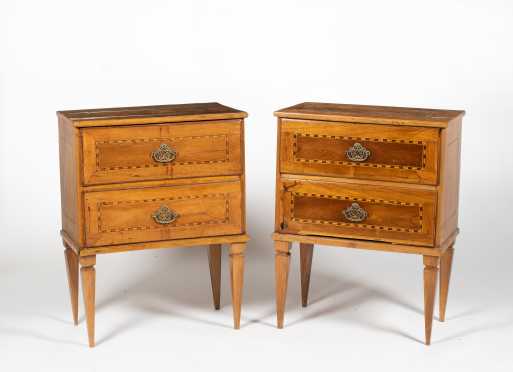 Pair of Continental 19thC Fruit Wood End Tables