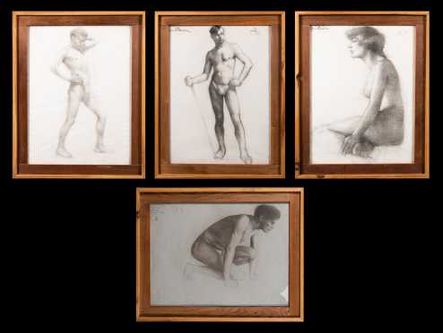 Four Charcoal Drawings by Edith Jane Bacon