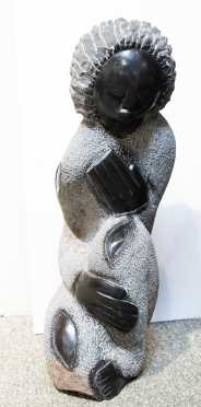 South African Granite Sculpture of a Kneeling Figure