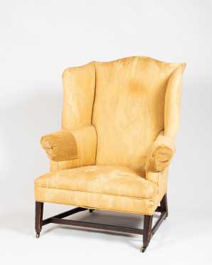 New England Hepplewhite Molded Leg Mahogany Wing Chair