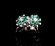 Pair of Diamond and Emerald Flower Form Earrings