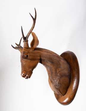 Black Forest Carved Rosewood Stag Head