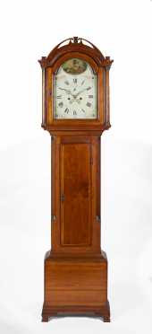 New England Cherry Tall Case Clock with Eight Day Brass Works