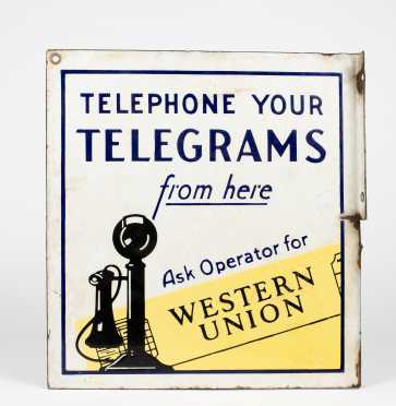 "Western Union" Wall Mounted Double Sided Metal Sign